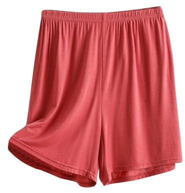 Womens Lounge Pants Knee Length Pjs Bottoms Ladies Summer Casual Beach Shorts Modal Pyjamas Shorts Loungewear Pants Fashion Solid Colour PJ Bottoms for Sleepwear Yoga Jogger Red