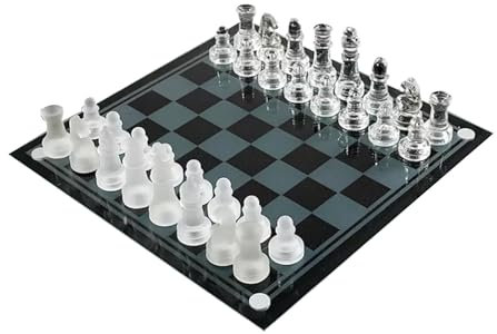 Chess Set Juego de Tablero de ajedrez de Cristal, Juego de ajedrez de Viaje portátil y Tablero de ajedrez de Madera for Adultos, niños, Oficina, Picnic, Regalo, decoración Escolar Backgammon(White,M)
