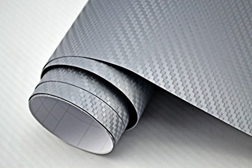 Neoxxim 13,3€/m2 3D Carbon Auto Folie Silber 100 x 150 cm Lackfolie Car Wrapping Lackschutzfolie blasenfrei flexibel