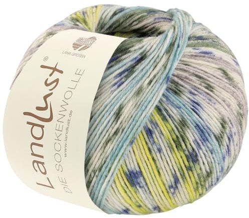 LANA GROSSA Landlust Sockenwolle 6-fach | Klassiker, bedruckt und waschmaschinenfest | Handstrickgarn aus 80% Schurwolle (Merino) & 20% Polyamid | 150g Wolle zum Stricken & Häkeln | 390m Garn FB929