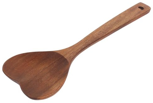 PHENOFICE Holzlöffel Mit Langem Griff Herzlöffel Zum Kochen Salatrührlöffel Aus Naturholz Tragbarer Küchenlöffel Für Mahlzeitenzubereitung