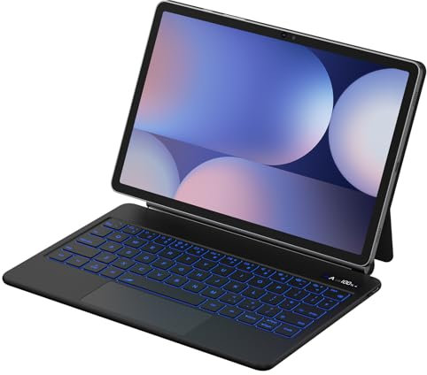Bettdow for Samsung Galaxy Tab S10+ Plus/S9 FE+ Plus/S9+ Plus/S8+ Plus/S7+ Plus/S7 FE 12.4 Case with Keyboard, UK-Layout Floating Cantilever Stand, Trackpad with S Pen Holder Backlit Keyboard, Black