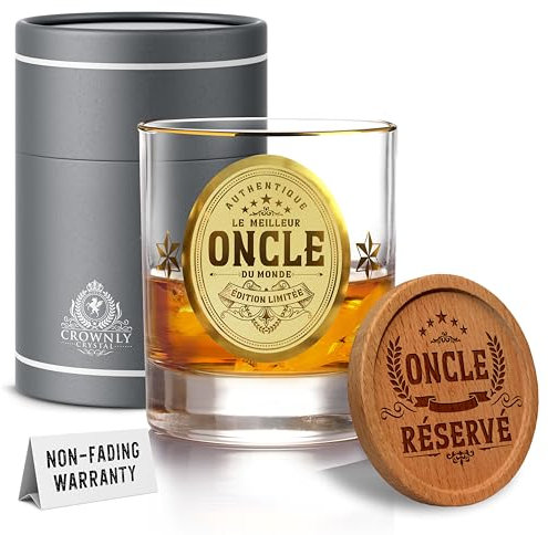 CROWNLY CRYSTAL® Cadeau Tonton Cadeau Anniversaire Homme Cadeau Personnalisé Verre A Whisky Cadeau Oncle Idee Cadeau Homme Verre Whisky Personnalisée Cadeau Super Tonton Cadeau Cadeaux Tonton