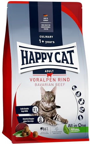 Happy Cat Culinary Adult Voralpen Rind M - Katzen-Trockenfutter für ausgewachsene Katzen und Kater - 10 kg