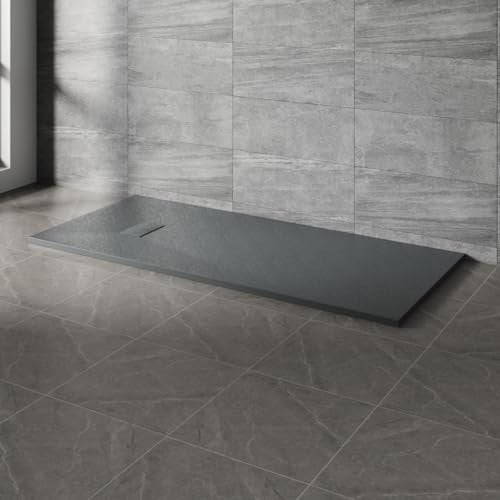 NRG 1800x800mm SMC Rectangle Shower Tray Anthracite with Fast Flow Waste for Bathroom Enclosures