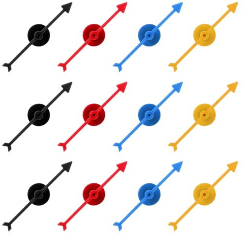 12 Stück Spiel Spinner, 4 Farben Kunststoff-Spinner Spielzeiger Zubeh?r Magnetspinner fürs Klassenzimmer Brettspiel-Spinner für Aktivit?Ten DIY-Projekte (Schwarz, Gelb, Rot, Blau)