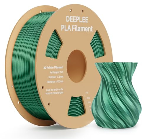 DEEPLEE Filamento PLA Seta Lucida 1,75 mm, Colore Verde Agrifoglio 1 KG, Precisione ±0,02 mm, Adatto alla maggior parte delle Stampanti 3D FDM