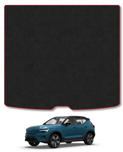 Volvo XC40 (2017+) Carpet Boot Mat | Red Edge Trim Tailored Fit Boot Liner Full Coverage Protection Accessories Easy Clean Anti Slip Made in the UK