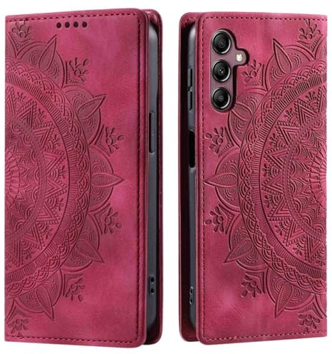 CoverKingz Handyhülle für Samsung Galaxy A26 - Handytasche mit Kartenfach Schutzhülle Cover - Handy Hülle klappbar Motiv Mandala Rot