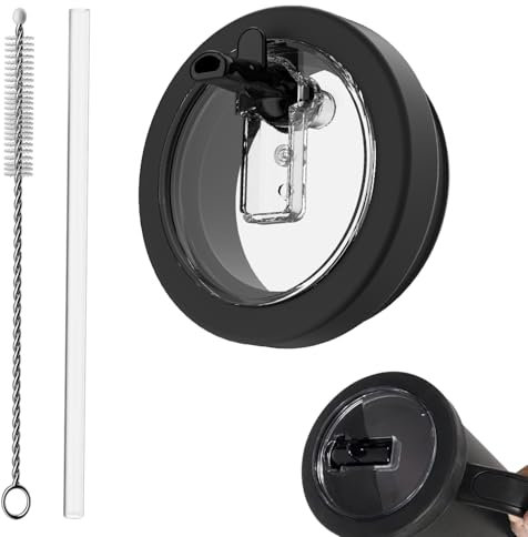 CloudValley Tumbler Flip Straw Lid Replacement for Stanley Quencher 30 oz, Sillicone Spill-Proof Lids, [Detachable & Easy to Clean] Reusable Anti-Leak Cup Cover AccessoriesM,Black