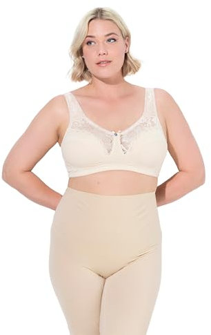Ulla Popken Damen große Größen Übergrößen Plus Size Entlastungs-BH, Spitze, ohne Bügel, Cup C-E beige 100E 800619300-100E