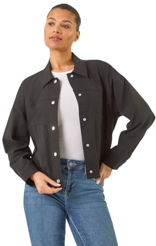 Roman Originals Patch Pocket Jacket for Women UK - Ladies Everyday Holiday Spring Summer Collar & Revere Comfy Soft Evening Vacation Work Party
