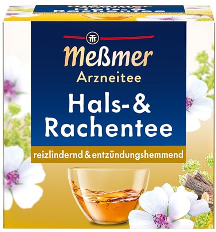 Meßmer Hals‑ & Rachentee | Reizlindernd & entzündungshemmend |Arzneitee mit Eibischblättern, Eibischwurzel, Süßholzwurzel & Anis | 9 Teebeutel