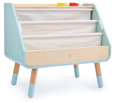 Hape Lese- und Zeichentisch – Staffelei und Bücherregal in einem, 2-in-1 Whiteboard und Tafel, Stauraum & Zubehör, ergonomischer Maltisch, aus Holz mit Neigungsfunktion, ab 3 Jahren