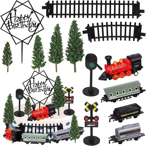 14 Packung Zug Geburtstag Tortendeko Zug Spielzeug Verkehr Spur Eisenbahn Train Cake Topper für Jungen Kinder Dampfzug Thema Geburtstag Party Supplies