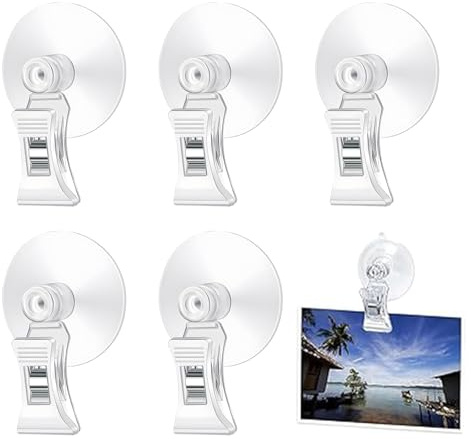 CVNRCLP Soporte de clip de ventosa 5 piezas ventosa con pinzas para acuario gancho clip titular de la licencia multifunción clip para pared de cristal para baño, oficina cocina