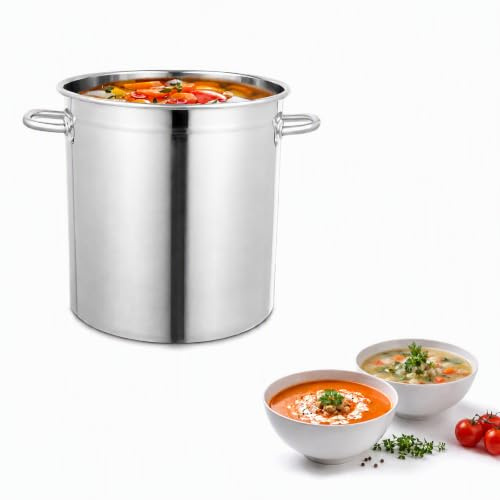 35 Liter Großer Edelstahl Suppentopf, Edelstahl 201 1MM Plattenstärke Gastronomie Kochtopf Eintopf Universaltopf mit Kaltmetallgriffe Topf Deckel für Alle Herdarten Große Küchen- Gastro Topfset