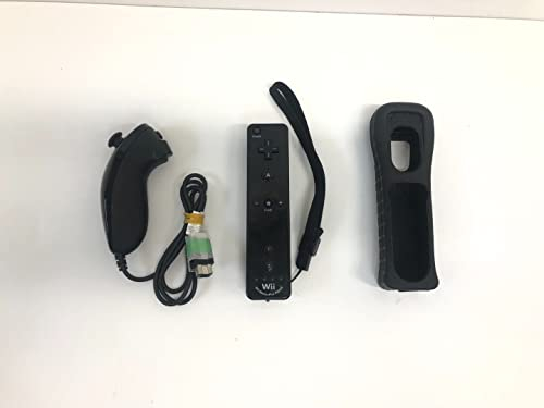 Official Nintendo Wii/Wii U Remote Plus Controller and Nunchuk Nunchuck Combo Bundle Set [Black] (Bulk Packaging)