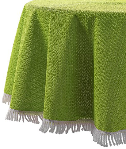 BEAUTEX Gartentischdecke wetterfest eckig 130x160 Hellgrün Tischdecke | Weichschaum, pflegeleicht, strapazierfähig, angenehme Haptik, mit Fransen, robust für Terrasse, Balkon, Garten und Camping