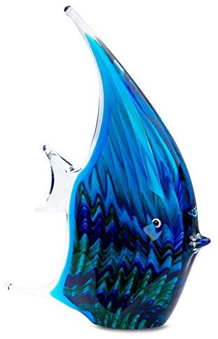 levandeo Glas Skulptur BxHxT 16x21x4cm Glasfigur Fisch Glaskunst Blau Maritim Tischdeko Geschenkidee