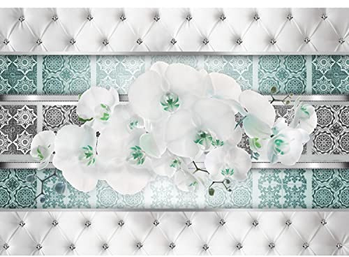 Runa Art Fototapete Blumen Orchidee 352 x 250 cm Vlies Tapeten XXL Moderne Wandtapete Wohnzimmer Schlafzimmer Blau Weiss 9472011b