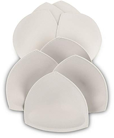 SERMICLE Bra Pad Inserts 4 Pairs, Bra Pads Sewn Padded for Sports Bra A/B or C/D,D/E Cup Beige or Black, White Optional, White, D/E