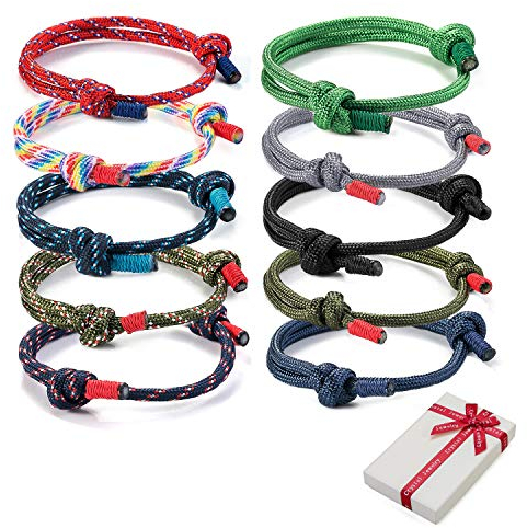 10 Stück Geflochtene Armbänder Set für Mann Frau,Bunt Marine Seil Schnur Nautische Surf Armband für Männer Herren jungen,Handgemachtes Navy Seil String Armreif Einstellbar Armkettchen Geschenk