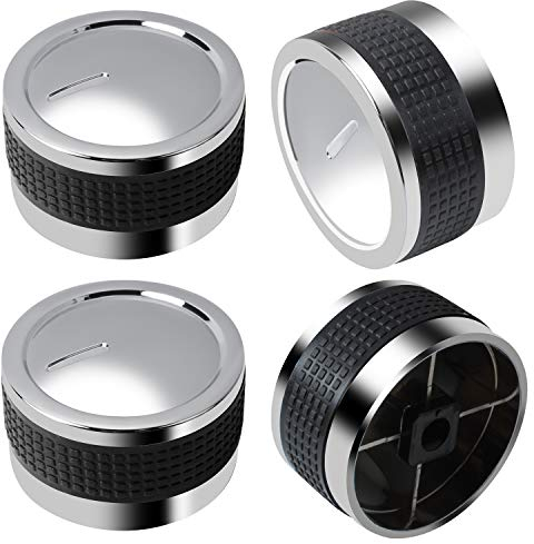 Gasgrillknöpfe, Grill-Einstellknopf, Ersatz, verchromter Kunststoff mit rutschfestem Griff, passend für BBQ, D-Form, Ventilschaft, Gasbrenner