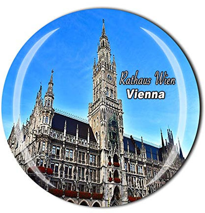 Kühlschrankmagnet mit englischer Aufschrift „Vienna City Hall Vienna Austria“, Souvenir, Geschenk, Zuhause, Küche, Kühlschrankdekoration, Magnetaufkleber, Kristall-Magnet-Kollektion