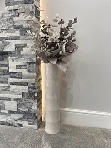 White bamboo tall vase 60cm floor or table vase