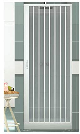 EASY KIT Porte de douche pliante en PVC pour niche, blanc, ouverture latérale, largeur 130 cm, hauteur 185 cm