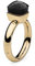 Qudo Firenze Edelstahl gold farbenem Ring mit jet Stein (schwarz) (54 (17.2))