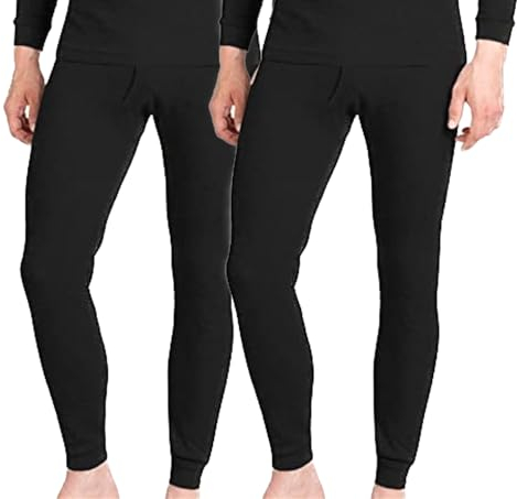 BestSale247 2er Pack Herren Thermo Unterhose Lang Skiunterwäsche Thermounterwäsche Baumwolle (Schwarz / 2 Stück, XL)