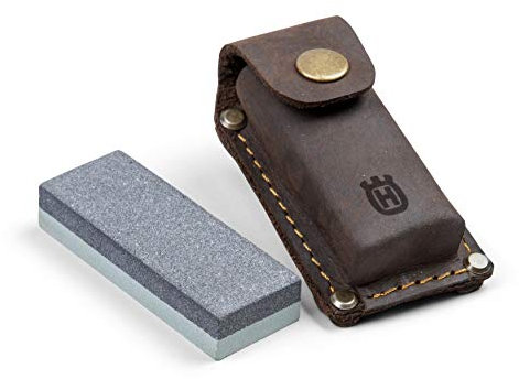 Husqvarna Xenoah Axe Whetstone #120/#320 (with leather case) 599674601 Blue, White, Brown