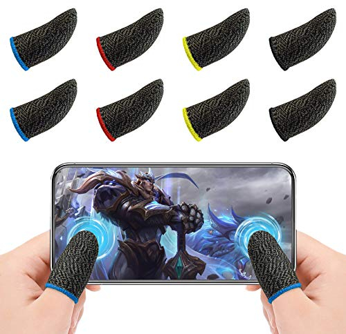 Newseego PUBG Mobile Game Finger Sleeve,[8 Pack] Touchscreen Fingerhülse Atmungsaktiv Ultradünn Anti-Sweat Fingerset Empfindliche Shoot-&Ziel-Tasten für Überlebensregeln/Knives Out für Android & IOS