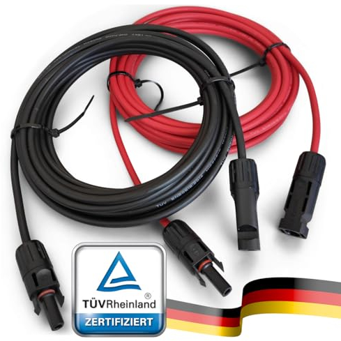 ANFIL 6mm2 / 10AWG Cavo di Prolunga per Pannelli Solari con Connettore Maschio e Femmina (3 m rosso + 3 m nero)