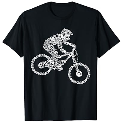 LUSTIGE FAHRRAD & MTB OUTFIT GESCHENKIDEEN Downhill Mountainbike Biker MTB Kinder Jungen T-Shirt Schwarz S Halbarm Klassische Passform Rundhals-Ausschnitt Cartoon Trending Sommer, Herbst 1 Count