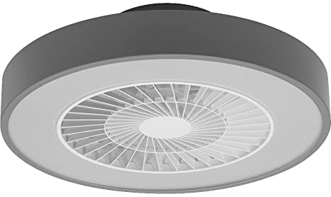 LEDVANCE Lámpara Smart WiFi para ventilador de techo, con forma de cilindro, gris, regulable, velocidad de aire ajustable, mando a distancia incluido, controlable mediante app y asistente de voz