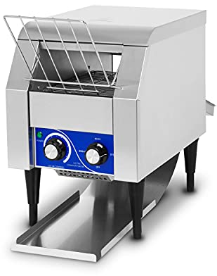 VERTES Tostador con cinta transportadora de acero inoxidable, 1340W, 230V, tostadas y panecillos de hamburguesa, bandeja de cobertura recogemigas, 2 compartimentos de salida, 7 ajustes de velocidad