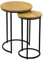 Craft&Style 2er Set Satztische, Runde Massivholz Tischplatte, Robustes schwarzes Gestell aus Stahl - Beistelltische Industrial Style DxH: 37x55cm 27x50cm