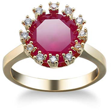 Banemi Ringe Vintage Vergoldete， Ring Damen Verlobung Rot Zirkonia Runden Damen Hochzeitsband Größe 52 (16.6)