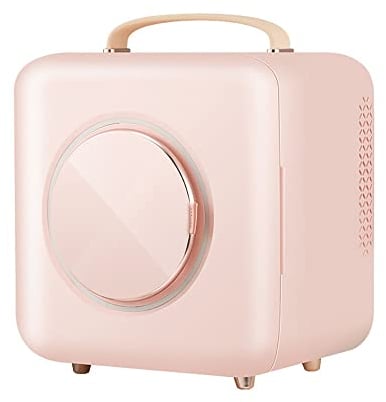 Rainbow_Road Mini Beauty Fridge,9L Makeup Refrigerator with Mask Heating Function, Portable Personal Skincare Fridge for Skincare Products, Cosmetics,Face Masks (Pink)