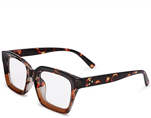 COASION Classic Ladies Eyeglasses Clear Lens Thick Square Frame Oprah Glasses for Women Leopard