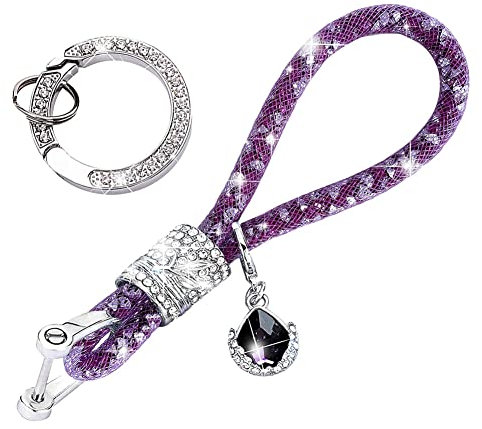 MoreChioce Porte-clés en Cristal pour Femme, Bling Bling Porte-clés à Paillettes de Mode Porte-clés en Strass Étincelant Support Porte-clés pour Sacs à Main Sacs à Dos de Voiture à la Maison,Violet