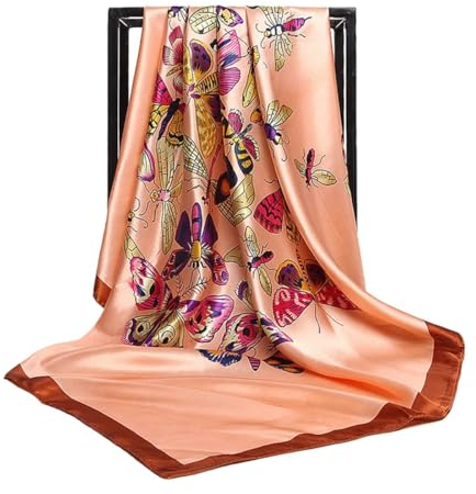 FAIRYGATE Tücher Damen Seidentuch Groß Halstuch Damen Seide Seideschal Halstücher Seidentuch Schals Seiden schal Scarf Bandana Taschentuch Ansatz Handgelenk Kopftücher 90010