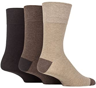 SockShop Gentle Grip Mens Patterned Socks Argyle Striped Spotty Casual Honeycomb Top Comfort Cuff, Pack of 3