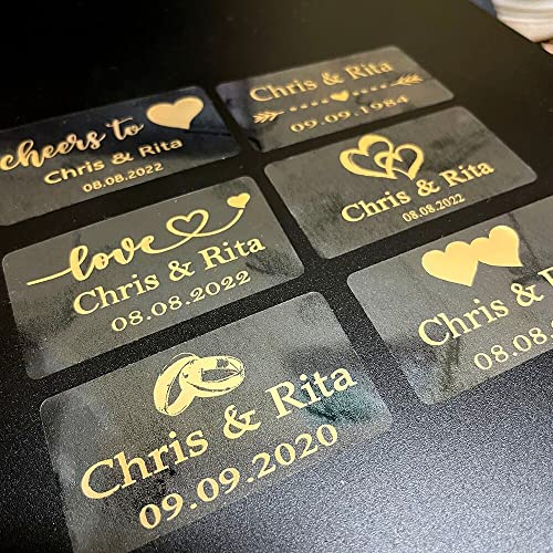 WEIYOUDP Aufkleber Hochzeit personalisiert transparent Sticker personalisiert personalisierte Aufkleber Hochzeit 100 stüc (5 x 2.7 cm,C)