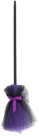 Homoyoyo 1pc Halloween Witches Broom Masquerade Show Dress Up Miracle Broom Costume Decorative Props for Feastival Halloween Cosplay Party- Purple