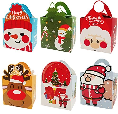 TLOXO Geschenkboxen set weihnachten 24 Stück karton Deko Geschenkbox Papier DIY faltboxen Geschenk Kuchen Boxen Dekorative Leckereien Boxen Hochzeitsbevorzugung Party Dessert Cookie Xmas Taschen
