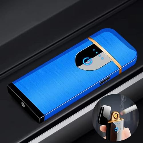 Deluisho Elektronisches Feuerzeug, Lichtbogenfeuerzeug, USB-Aufladung/Winddicht/Langlebiges Touch-Feuerzeug, Taschen-Zigarettenanzünder (Blau)